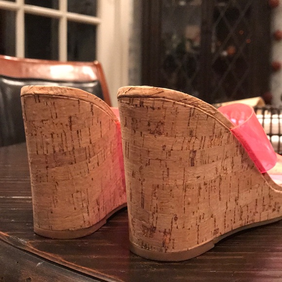 JESSICA SIMPSON NEON PINK CORK SHOES!!!! 🛍🛍🛍👡 - Picture 3 of 6